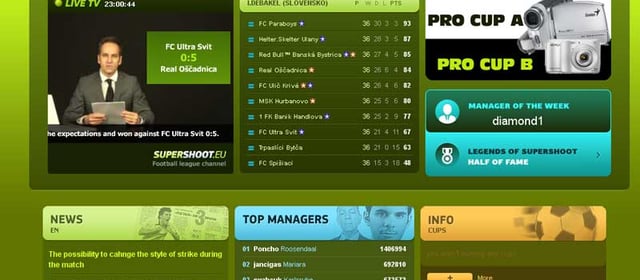 SuperShoot football manager banner